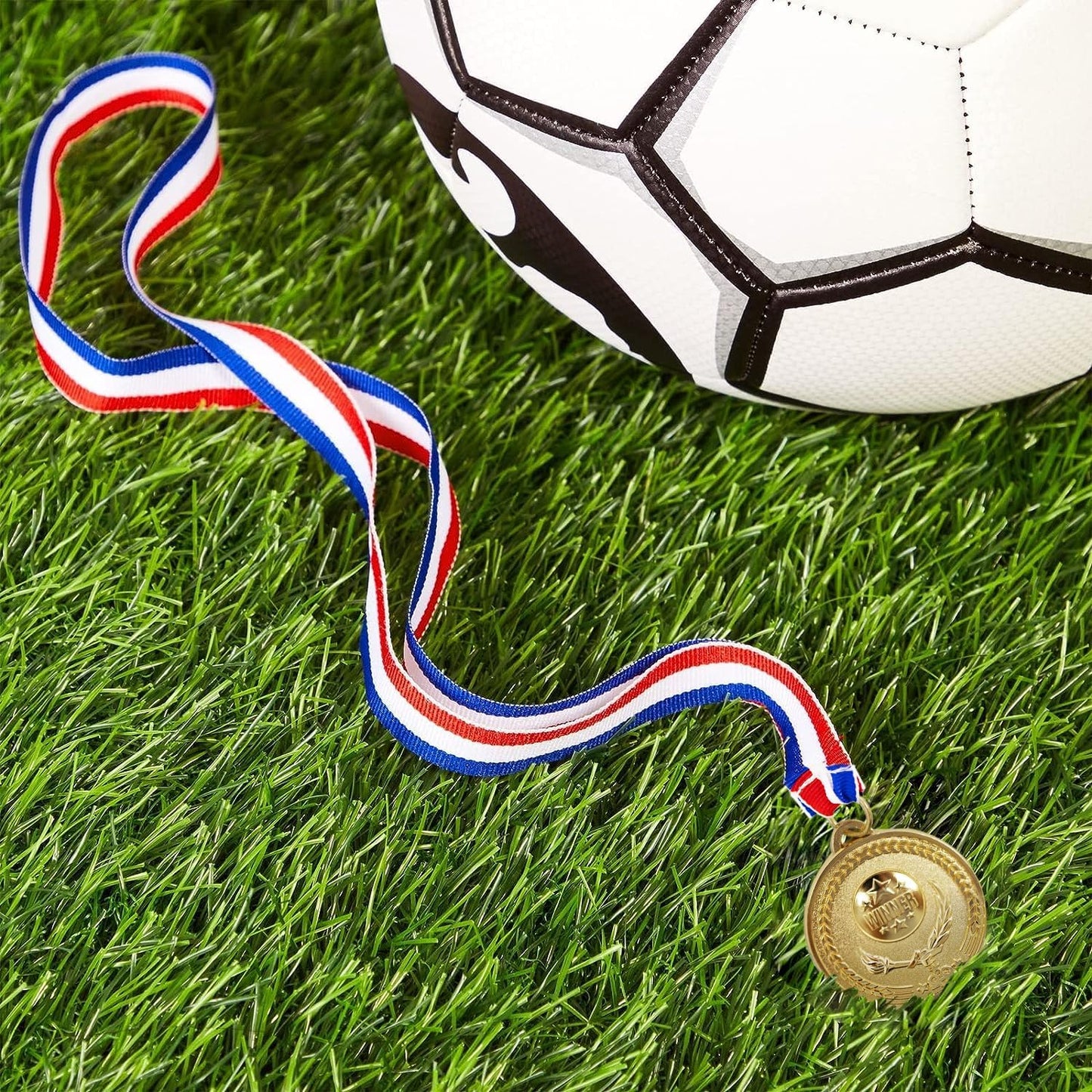 HDWerker 12 Pieces Metal Winner Gold Award Medals Bulk for Awards, Olympic Style Medals Gold Prizes with Neck Ribbon,for Adults Sports, Competitions, Party Events(Gold/12PCS)