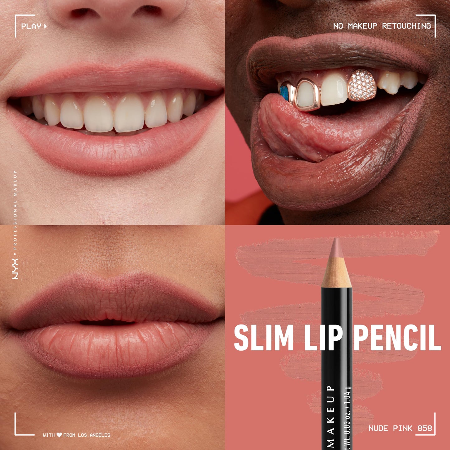 NYX PROFESSIONAL MAKEUP Slim Lip Pencil Creamy Lip Liner Nude Pink & Natural