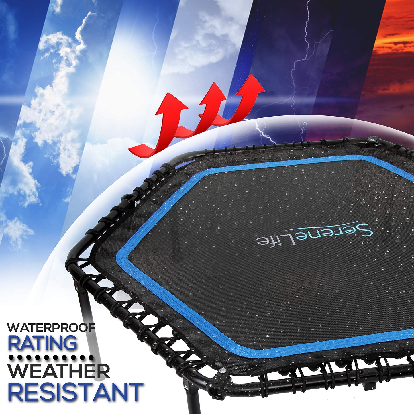 SereneLife Fitness Exercise Rebounder Mini Trampoline-48' Inch Hexagonal Jump Exercise Equipment Mini Trampoline For Adults-Rebounders Mini Trampolines For Adults With Bar Handle-SereneLife SLELT518