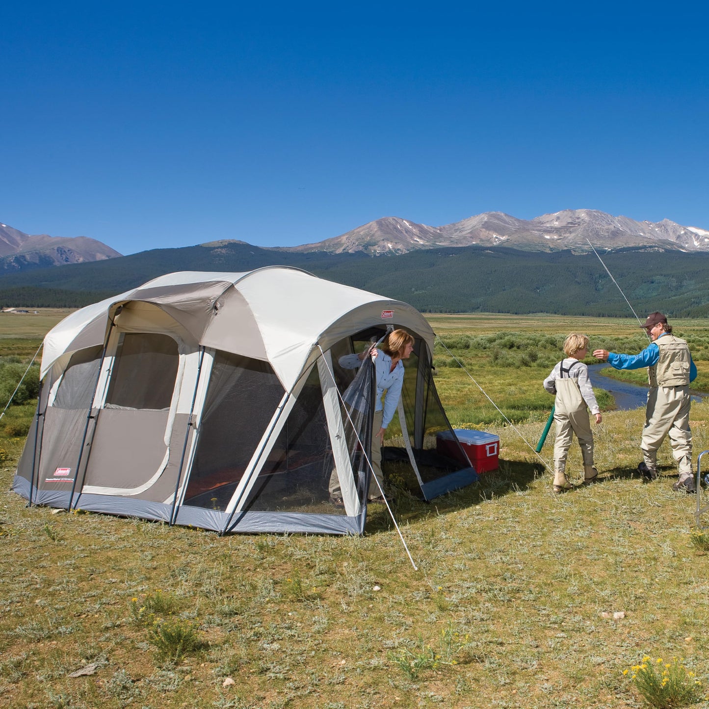 Coleman 6-Person WeatherMaster Camping Tent with Screened Porch, Weatherproof Tent with Screen Room, Rainfly & Carry Bag Included