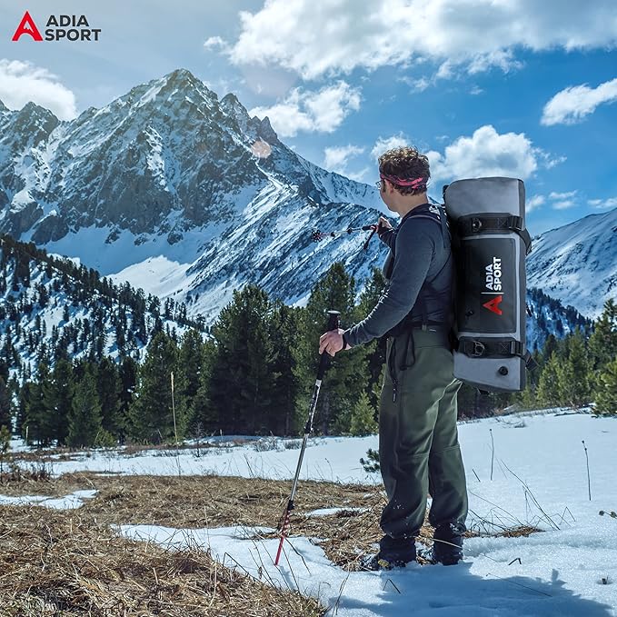 XL Waterproof Duffle Travel Bag for Vacation, Boating - Bag is Heavy Duty and fits 60L (Black & Grey)