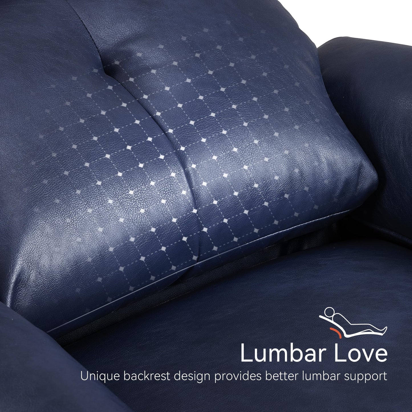 MCombo Power Small Recliners for Small Spaces, Modern Zero Wall Hugger Recliners Chair with Lumbar Support, USB and Charging Ports, FSC Certified, Faux Leather PR699 (Navy Blue)