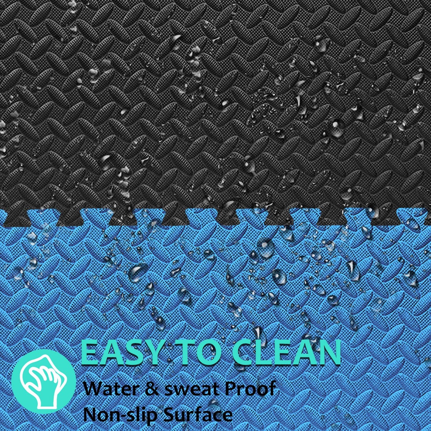 BEAUTYOVO Puzzle Exercise Mat with 24 Tiles Interlocking Foam Gym Mats, 24'' x 24'' EVA Foam Floor Tiles, Protective Flooring Mats Interlocking for Gym Equipment (96 Sq.Ft/24 Tiles - Black&Blue)