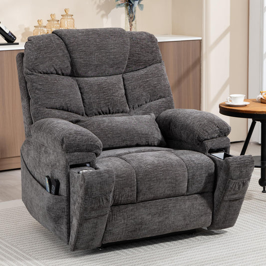 Power Lift Recliner for Elderly Adults, Dual Motor Lay Flat Lift Chair with Heat Massage, Cup Holder & Wireless Phone Charger, USB Type C Charging, Big Tall 400 lbs