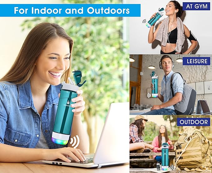 Smart Water Bottle with Reminder To Drink Water, Lights And Sound, Water Intake Tracker, Rechargeable, Tritan Plastic w/Straw, Gifts For Women, Men, Mom, Dad, Her, Him 26 Oz (purple)