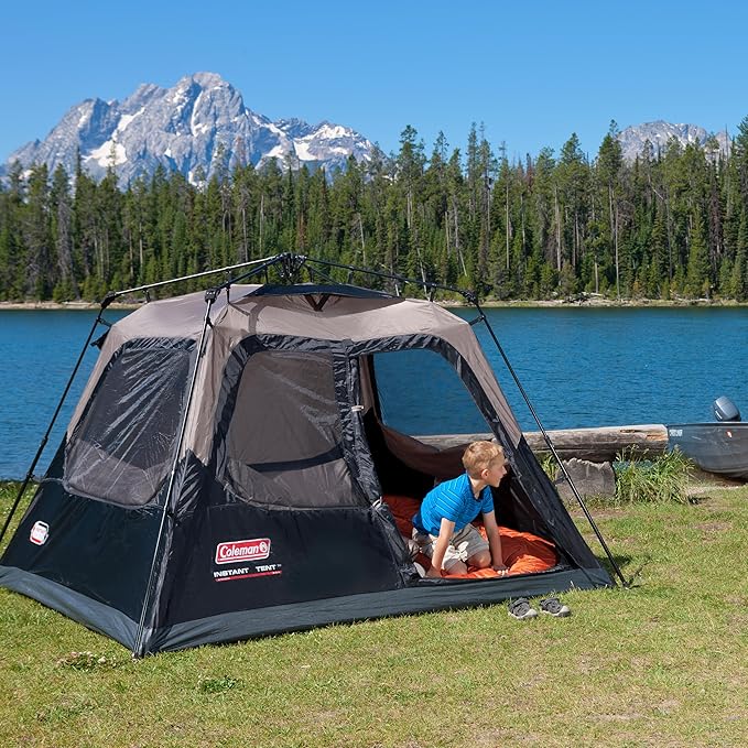 Coleman Instant Tent with 1-Minute Setup, 4/6/8/10 Person Tent with Pre-Attached Poles, Air Vent, & Carry Bag