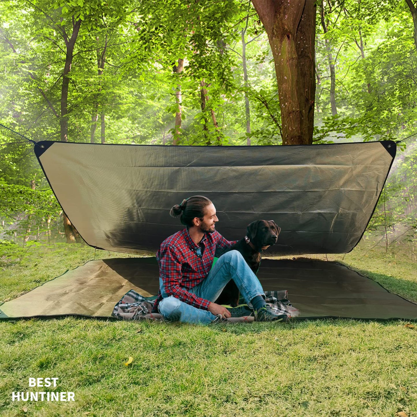 BESTHUNTINER Heavy Duty Survival Blanket -Multifunctional Reflective Tarp Thermal Blanket - 60" x 83" Waterproof Sandproof for Camping Hiking Outdoors Multifunctional Emergency Blanket