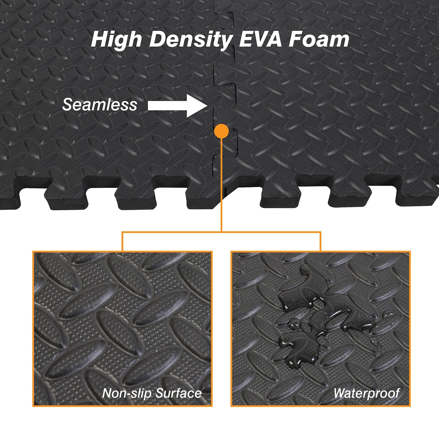 Mat Block Interlocking Foam Tiles Puzzle Mats for Floor 48 SQ FT, 1/2 inch, 12 Tiles, EVA Gym Mat Flooring Exercise Equipment Mat for Home Gym Equipment,APM12001BK, Black
