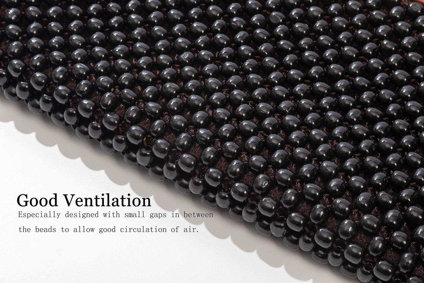 KENNISI Natural beaded seat covers for cars Cooling Auto beaded car seat covers Durable Wood beaded seat cover for summer Back Support massage Fatigue relief breathable 1-PC (1-Black-PJ)