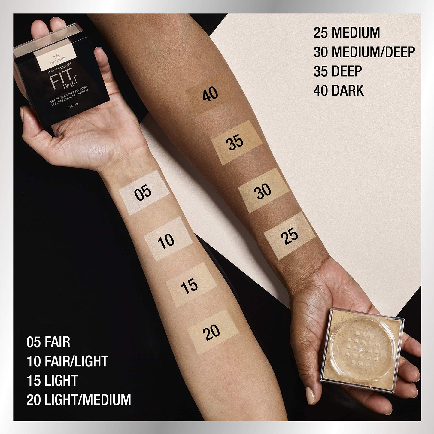Maybelline Fit Me Loose Setting Powder, Face Powder and Finishing Makeup, Dark, 1 Count