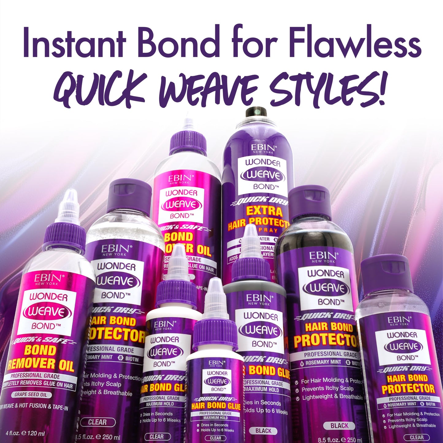 EBIN NEW YORK Wonder Weave Bond Hair Bond Glue Clear 1 Fl Oz – Quick-Dry Hair Glue with Strong Hold for Weave and Track Application – Quick Formula for Seamless Styling at Home or in Salon