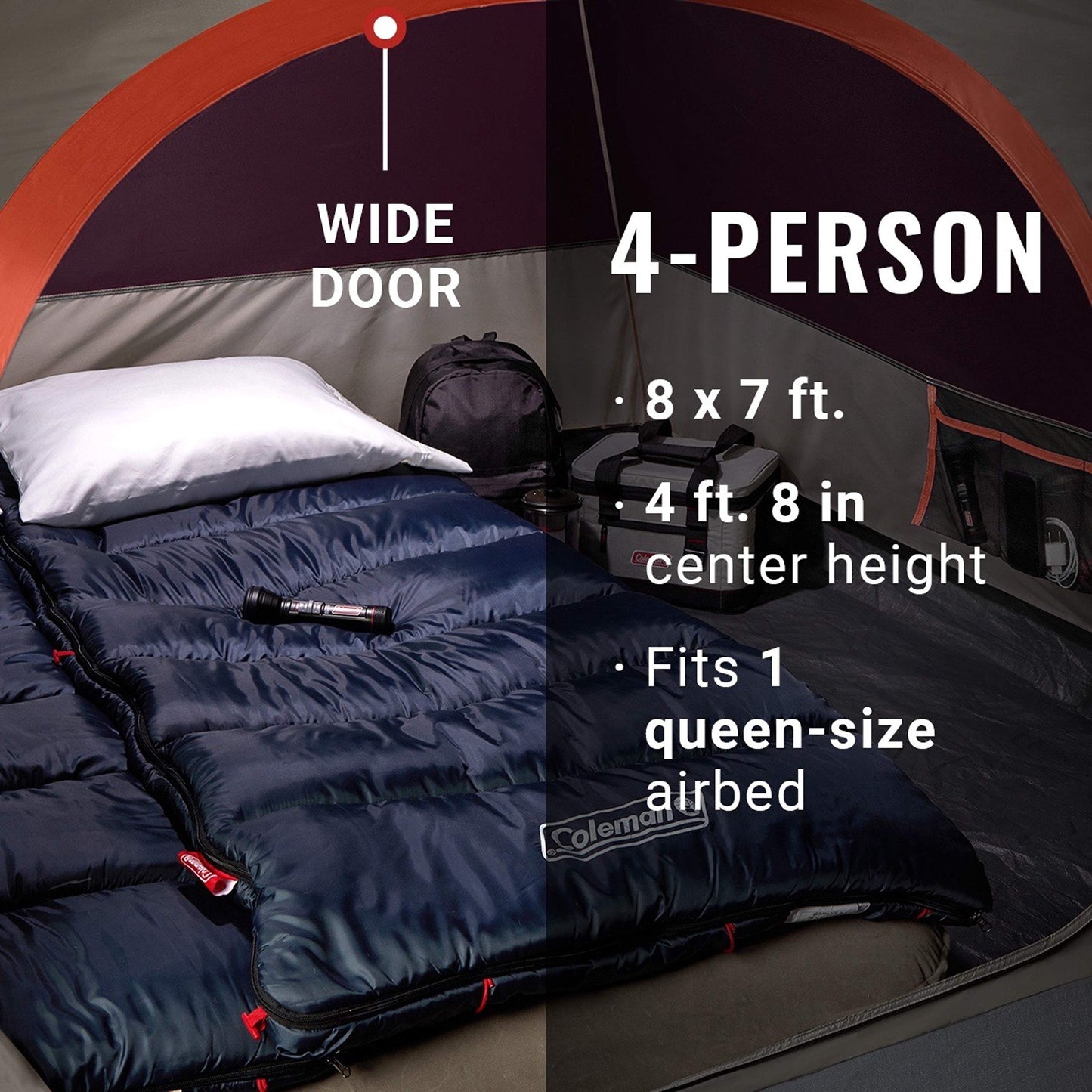 Coleman Skydome Tent with 5 Minute Setup, 4-Person Weatherproof Tent with Rainfly & Carry Bag, 20% More Headroom Than Traditional Canopies