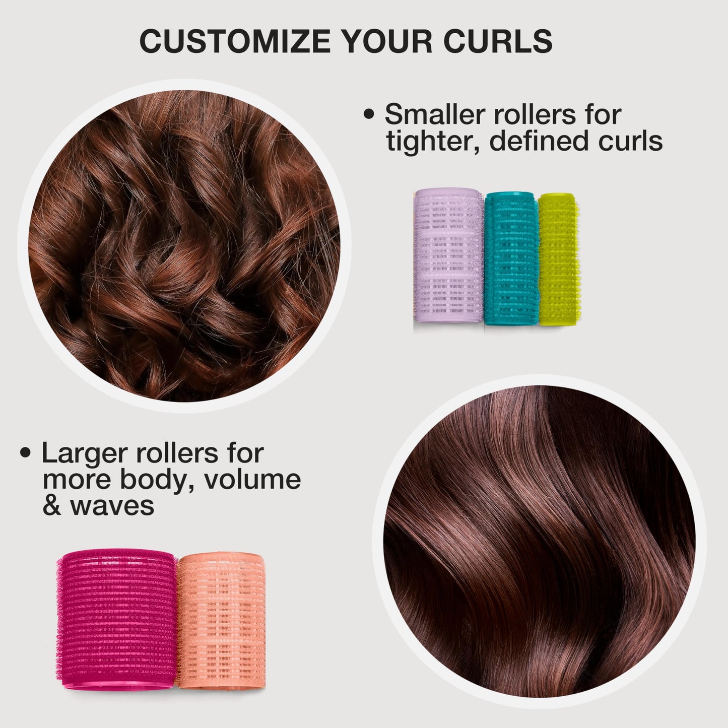 Conair Heatless Curlers- heatless curls overnight - Hair Rollers for Lift & Volume - Assorted Sizes and Colors - 31 Count w/storage
