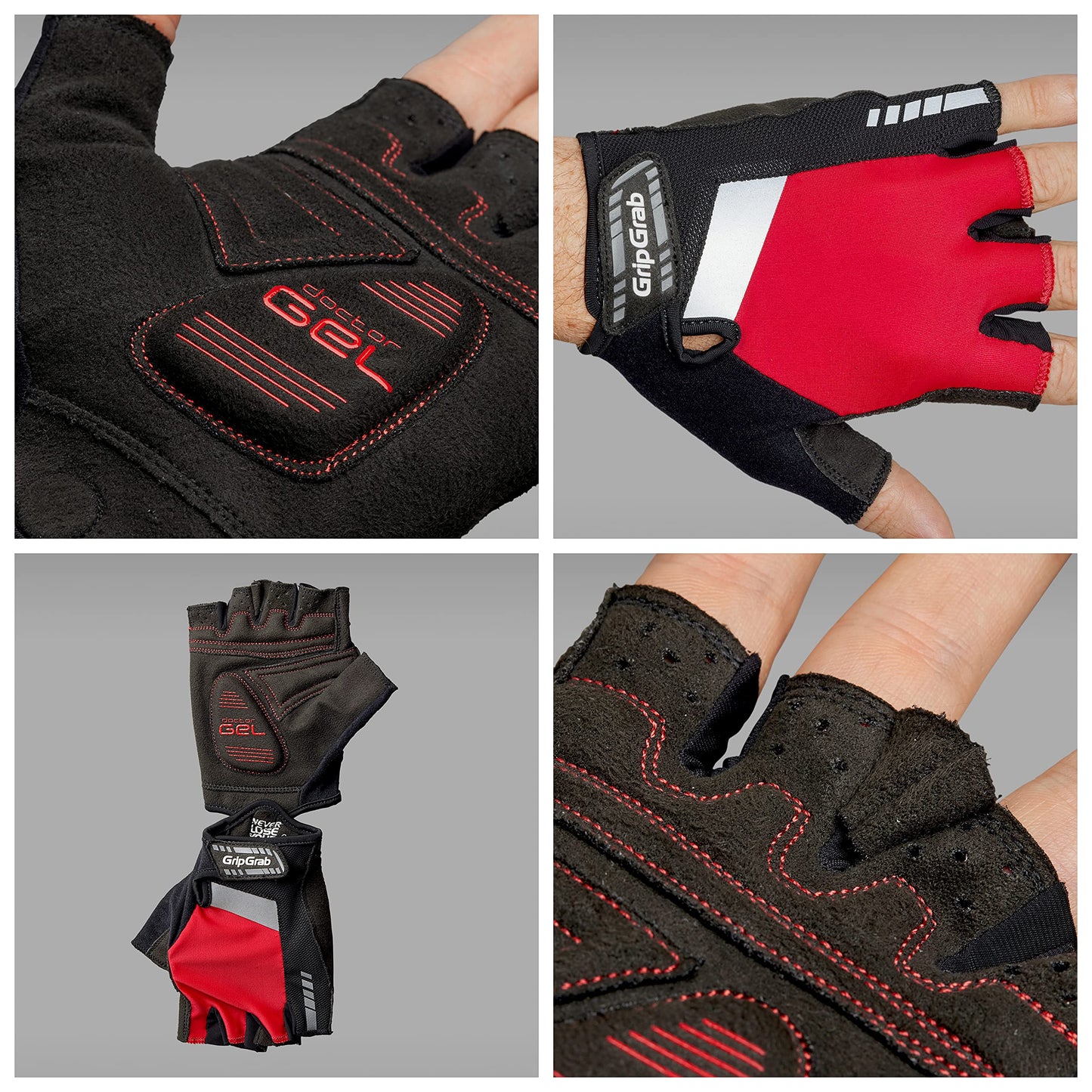 GripGrab SuperGel Padded Half Finger Road Riding Summer Cycling Gloves Bicycle Gloves Biking Gloves for Men Fingerless Cycle Mitts