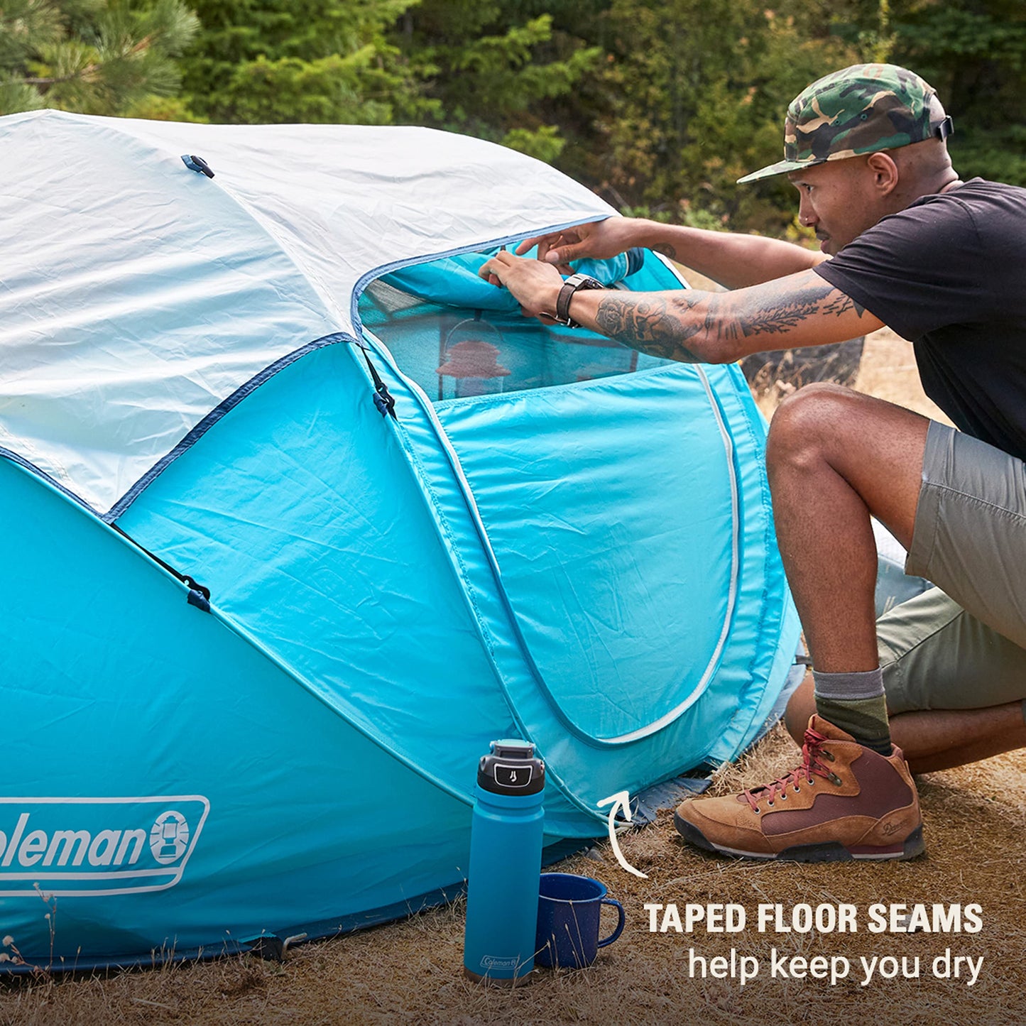Coleman Pop-Up Instant Tent Sets Up in 10 Seconds, Portable & Lightweight 2/4 Person Weatherproof Camping Tent with Adjustable Rainfly