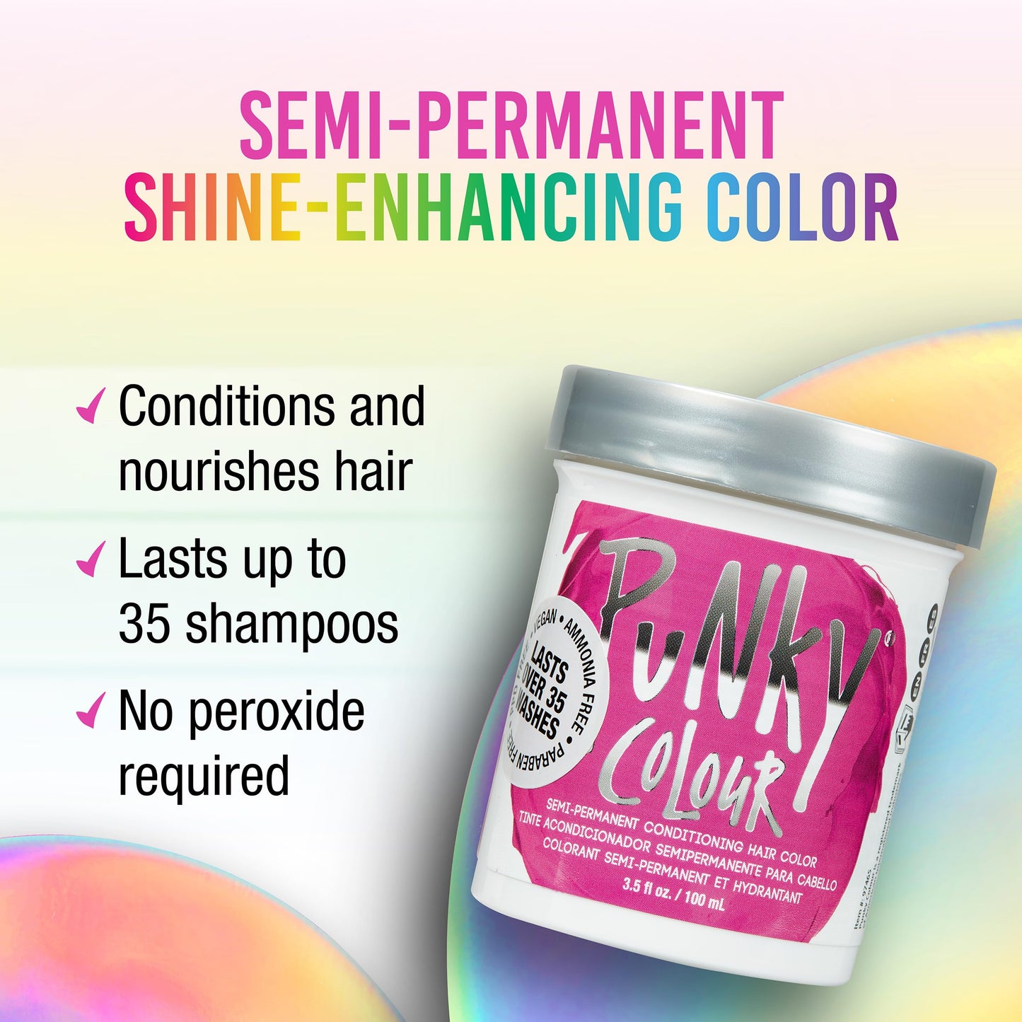 Punky Flamingo Pink Semi Permanent Hair Color, Conditioning Vegan Hair Dye, Non-Damaging Formula, PPD & Paraben-Free, Long-Lasting Vibrant Pink Hair Color, Up to 40 Washes, Hair Care, 3.5 oz