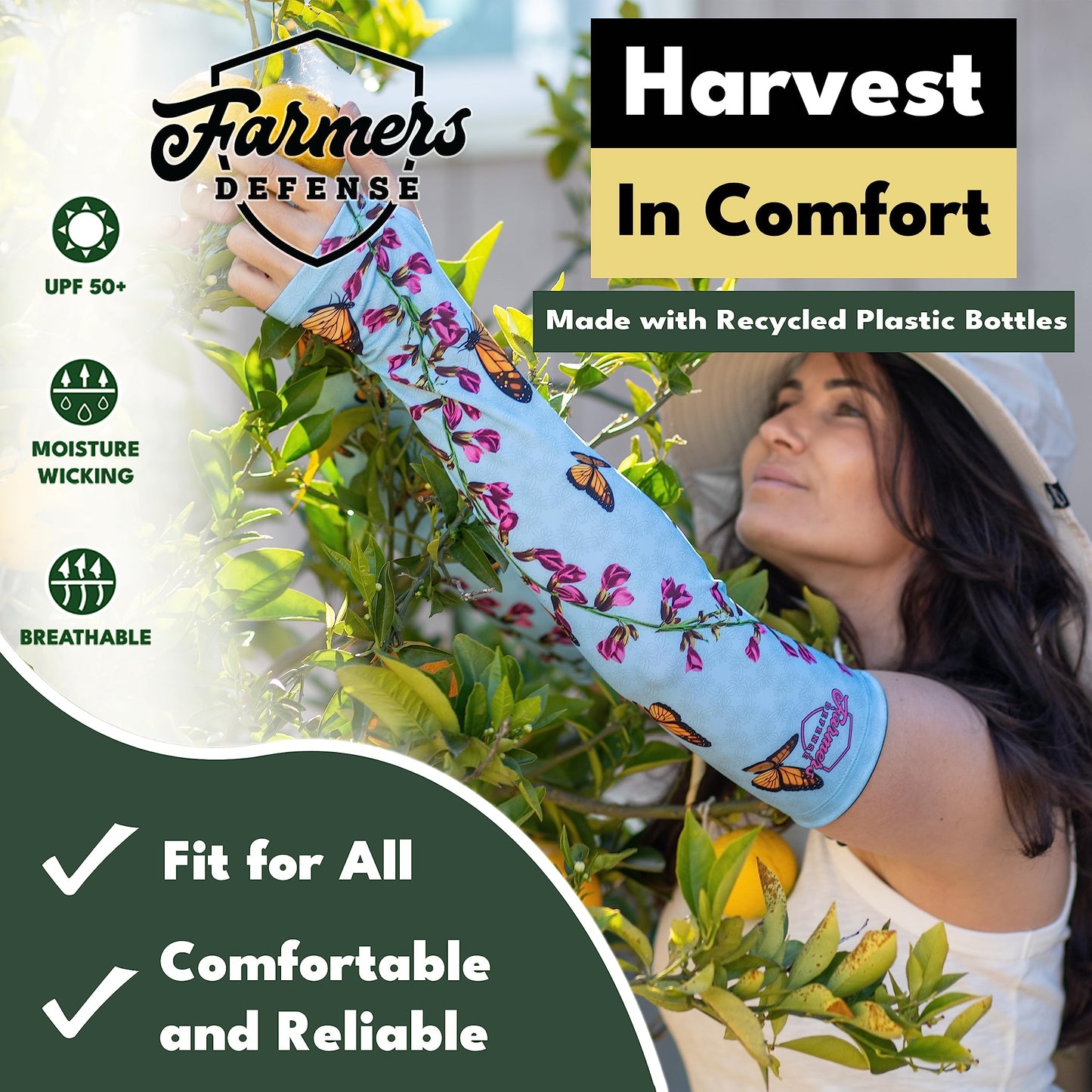 FARMER'S DEFENSE Sleeves | UV Cooling Sleeves for Sun Protection | Premium Anti-Scratch Arm Guard Sleeve for Skin - for Gardening Harvesting Sports Outdoors | Unisex | Cream XS