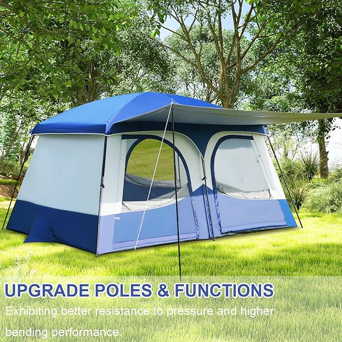 Vidalido Tents,6-8 Person Camping Tent with Extended Vestibule,2 Room Weather Resistant Family Tents,Easy Install Waterproof Outdoor Tent for Backpacking and Camping Hiking