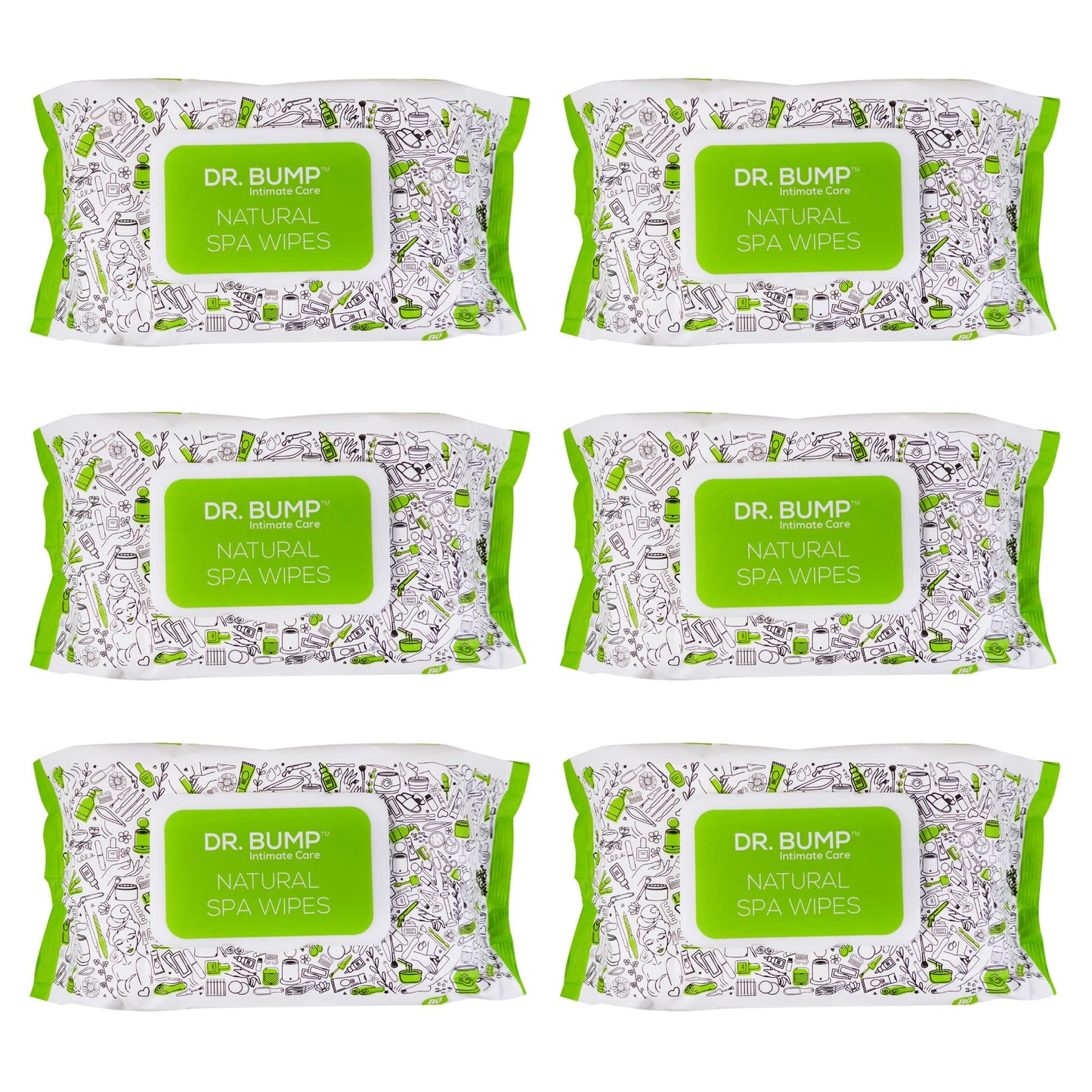 Dr. Bump Intimate Care Natural Spa Wipes with Tea Tree and Manuka Honey 80 pcs Pack of 6