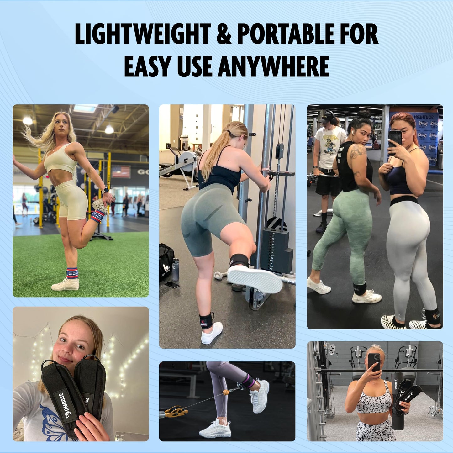DMoose cable ankle attachments for gym - One Size Fit with Premium Padding, tobilleras para gym, ankle bands for cable machine, Booty Workouts, Leg Extension, Hip Abductors