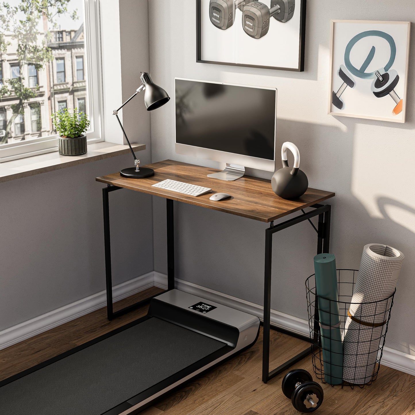 alawooder Folding Desk 30 Inch - No Assembly Small Foldable Desk for Small Space, Minimalist Space Saving Collapsible Compact Desk Portable Table for Craft, Writing, Study and Work