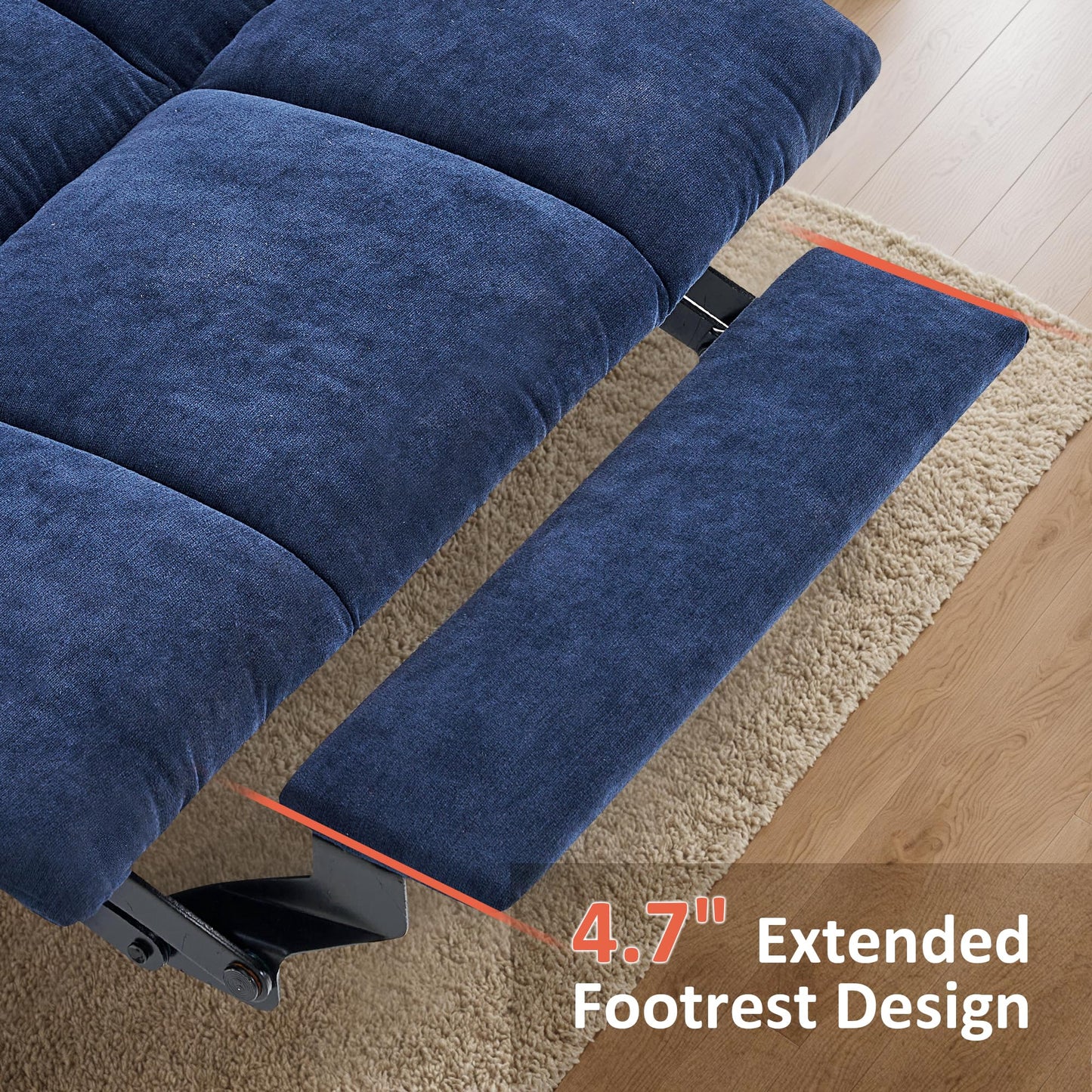 MCombo Power Lift Recliner Chair with Extended Footrest for Elderly People, Fabric 7287 (Navy Blue, Medium)