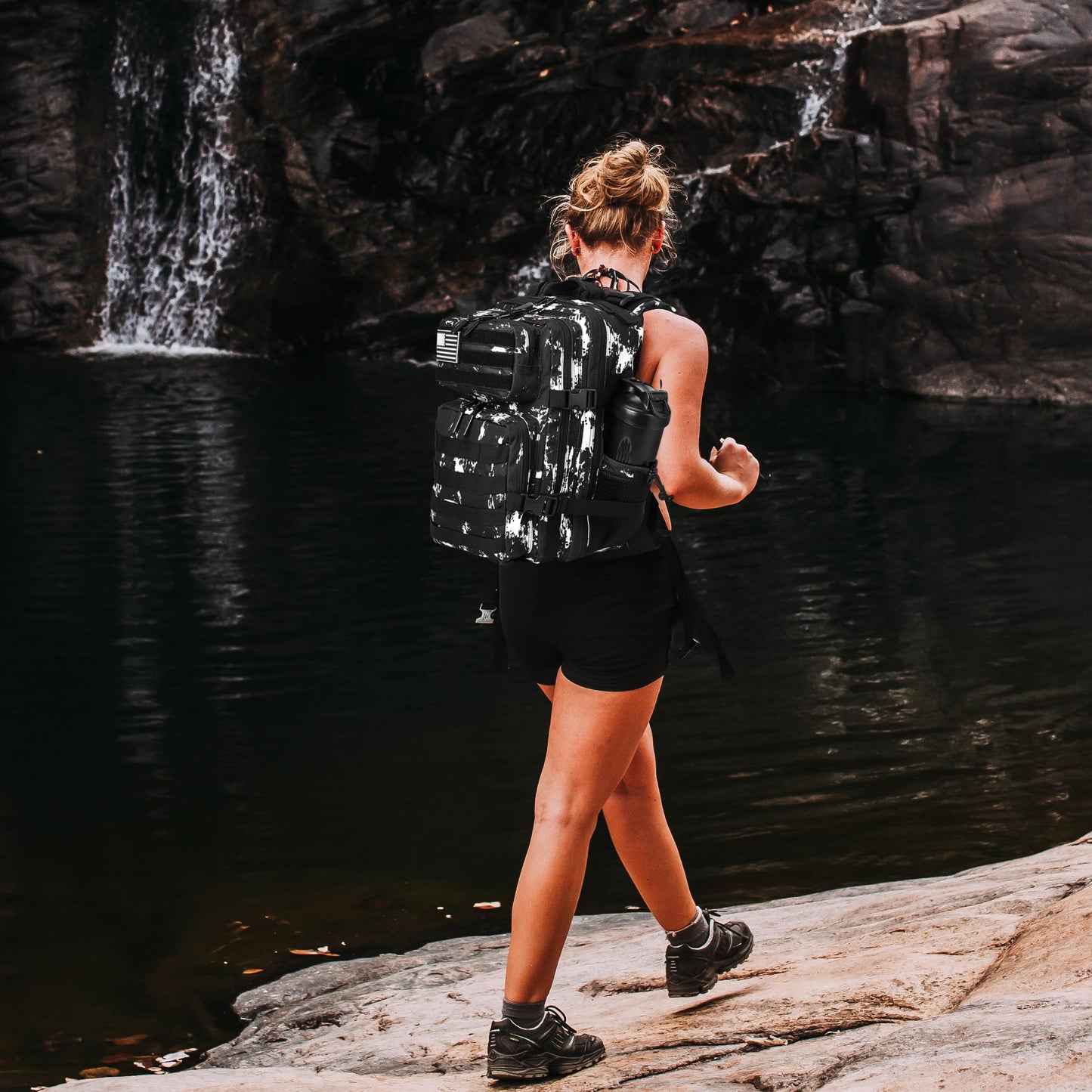 LHI Tactical Military Backpack for Men and Women 25L Army Assault Pack Bag Large Rucksack with Molle System - Black Lightning