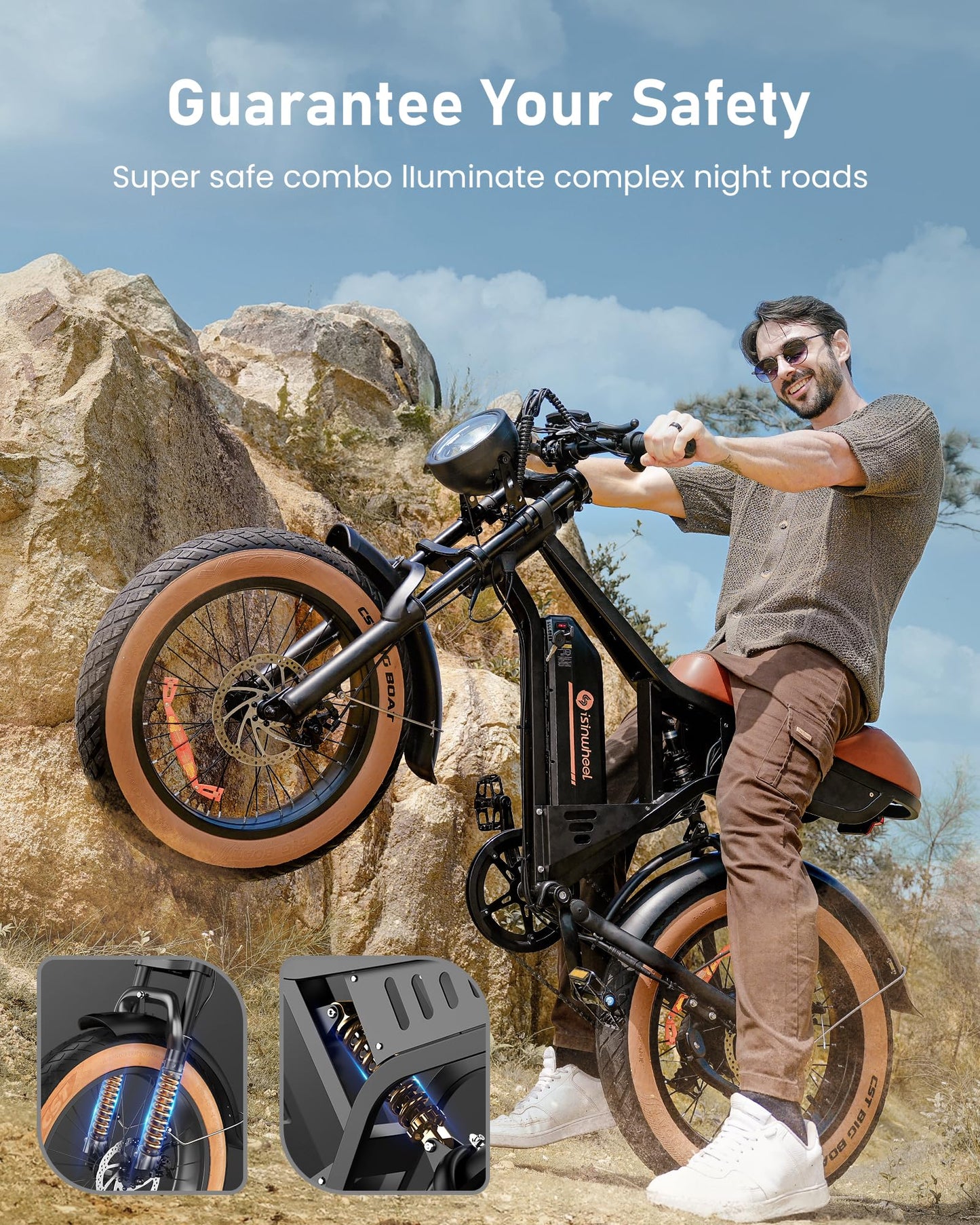 R6 Electric Bike Adults 1500W Ebike, 28MPH, 55-75 Miles Electric Motorcycle with 13AH Battery, 20" Fat Tire Electric Dirt Bike, 7-Speed E-Bike Full Suspension, ๐ฅ/๐ ๐ง๐๐ฟ๐ป ๐๐ฒ๐ฎ๐ฑ๐น๐ถ๐ด๐ต๐