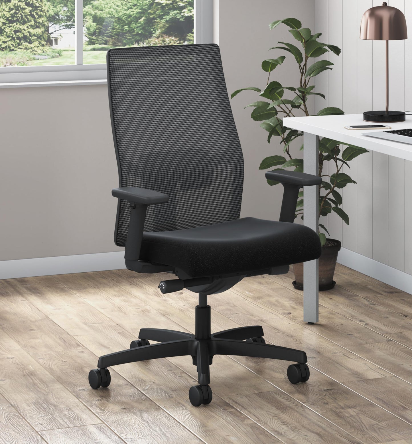 HON Ignition 2.0 Ergonomic Office Chair, Adjustable Tilt, Swivel Wheels, Comfy for Long Hours, Home Office Desk Chairs, Black