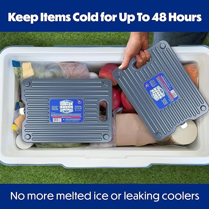 Cooler Shock Ice Packs - Reusable, Premium, Large Pack and Lunch Set for Long Term Use - Cools Faster Than Ice - Cooler Accessories