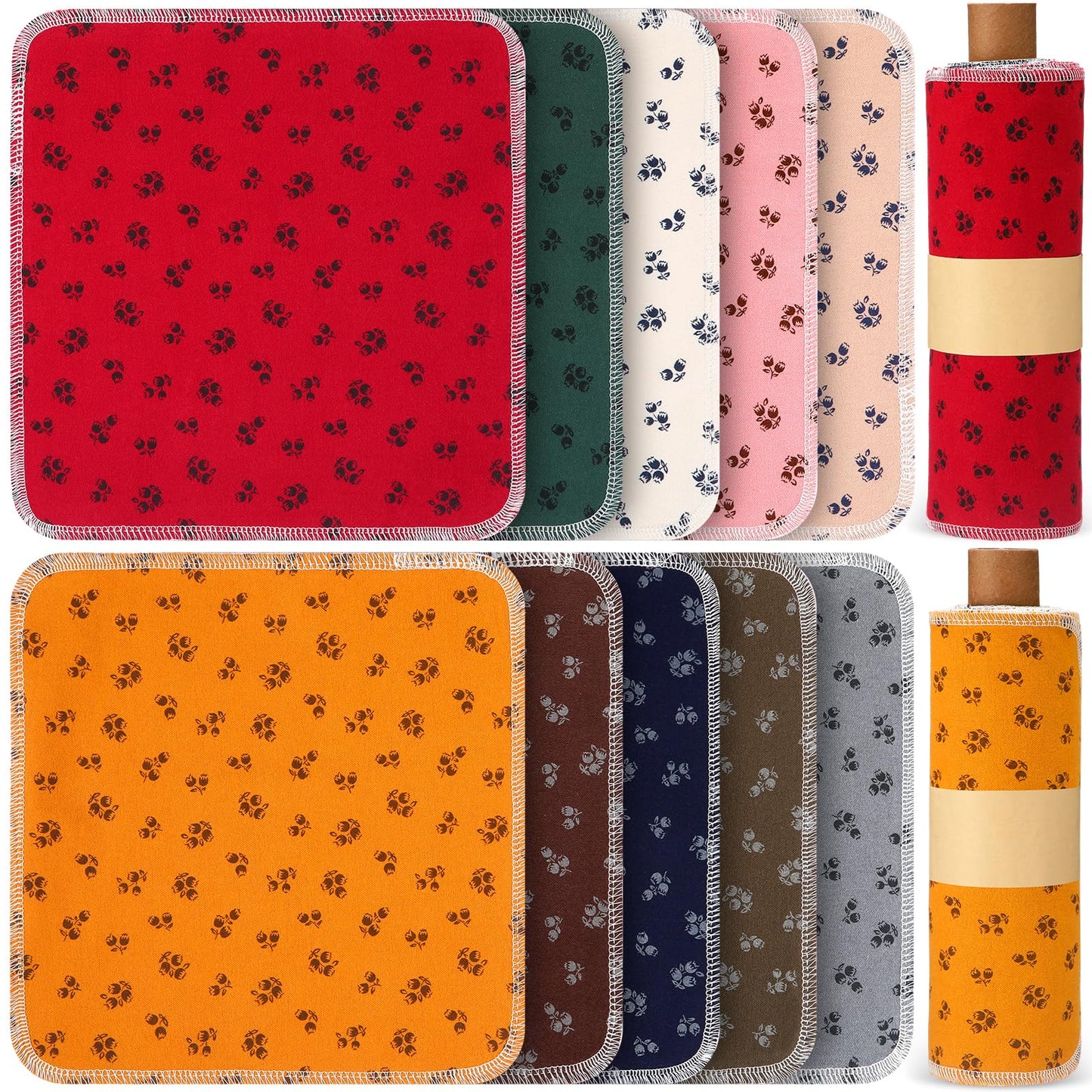 Redbaker 50 Pcs Reusable Paper Towels Paperless Reusable Cotton Cloths Toilet Absorbent Washable Paper Towels with Roll Kitchen Dishcloth for Kitchen Paperless Dishcloths(Classic)