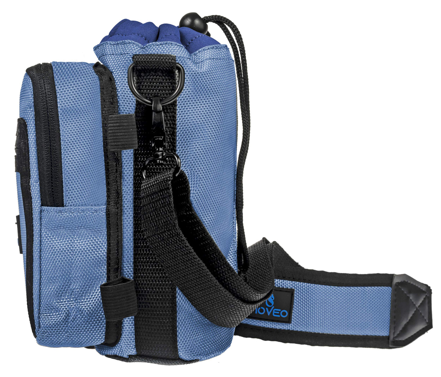 Moveo Water Bottle Holder/Carrier, Insulated w/Adjustable Shoulder Strap & Front Pockets - Comfortable Crossbody Water Bottle Holder - Water Bottle Sling Fits 16oz to 25oz Bottles