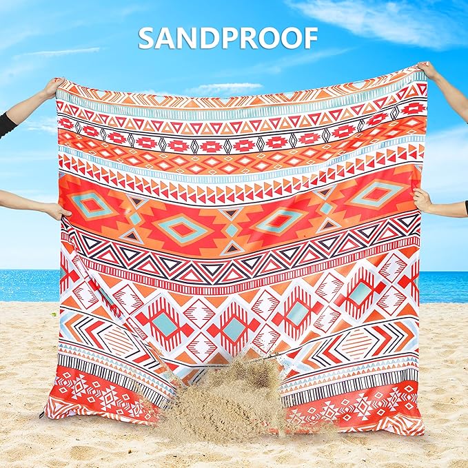Beach Blanket Waterproof Sandproof Extra Large Beach Mat 79" X 83"/120"x108"for 1-8 Adults Quick Drying Durable Outdoor Picnic Mat for Beach Travel Camping Hiking