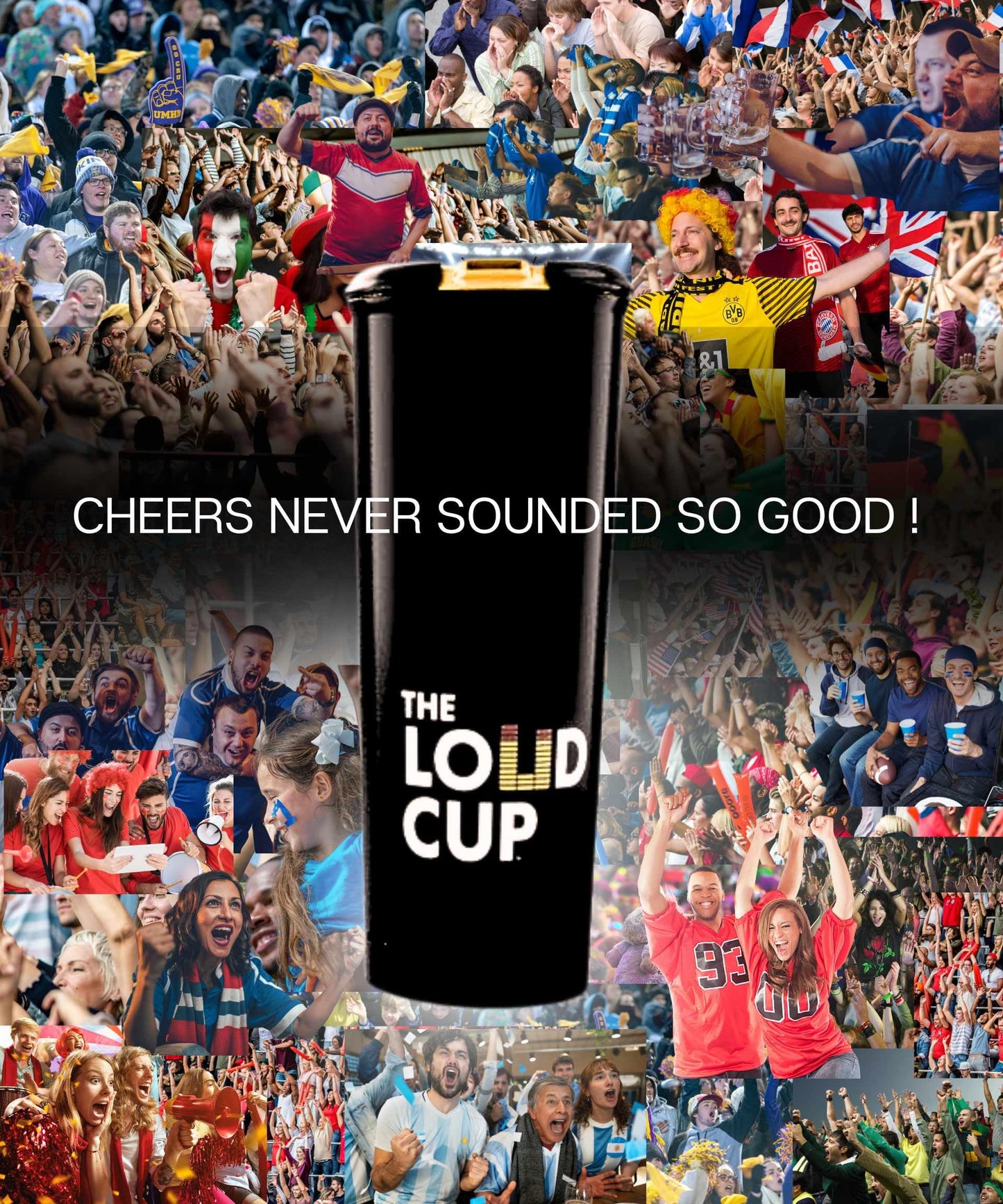 The LoudCup 20 oz Tumbler + Integrated Stadium Horn (Owl Grey) - Reusable Water Bottle for Sports Fans - Worlds Loudest Cup for Noisy Fans on Game Day & Tailgating