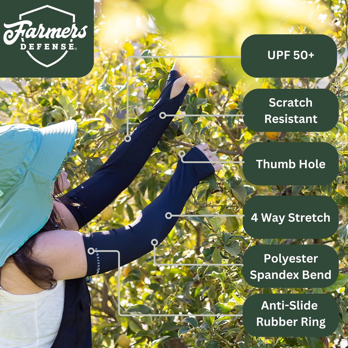 FARMER'S DEFENSE Sleeves | UV Cooling Sleeves for Sun Protection | Premium Anti-Scratch Arm Guard Sleeve for Skin - for Gardening Harvesting Sports Outdoors | Unisex | Cream XS