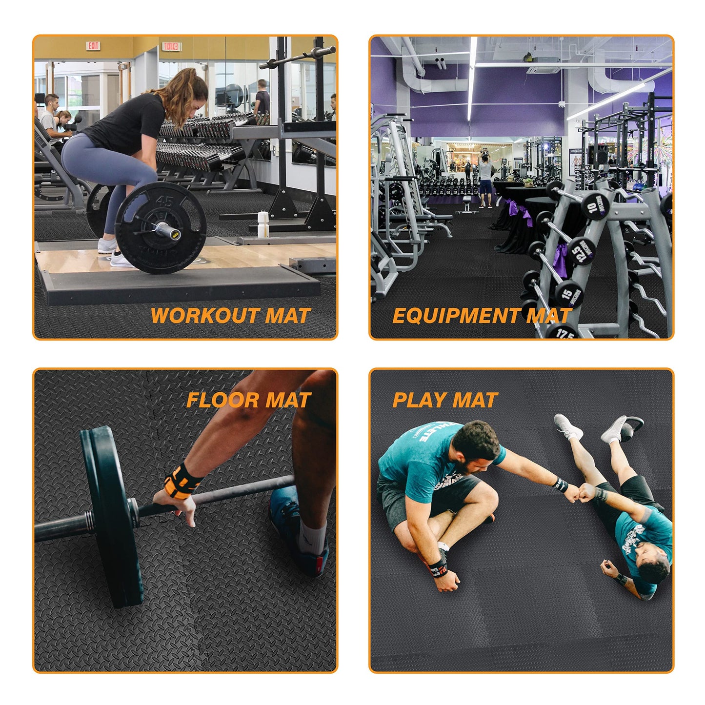 Mat Block Interlocking Foam Tiles Puzzle Mats for Floor 48 SQ FT, 1/2 inch, 12 Tiles, EVA Gym Mat Flooring Exercise Equipment Mat for Home Gym Equipment,APM12001BK, Black