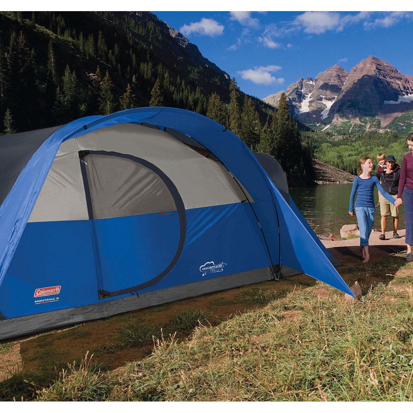 Coleman Montana 8-Person Family Tent with Rainfly, Weatherproof Family Tent Sets Up in 15 Mins, Fits Multiple Airbeds