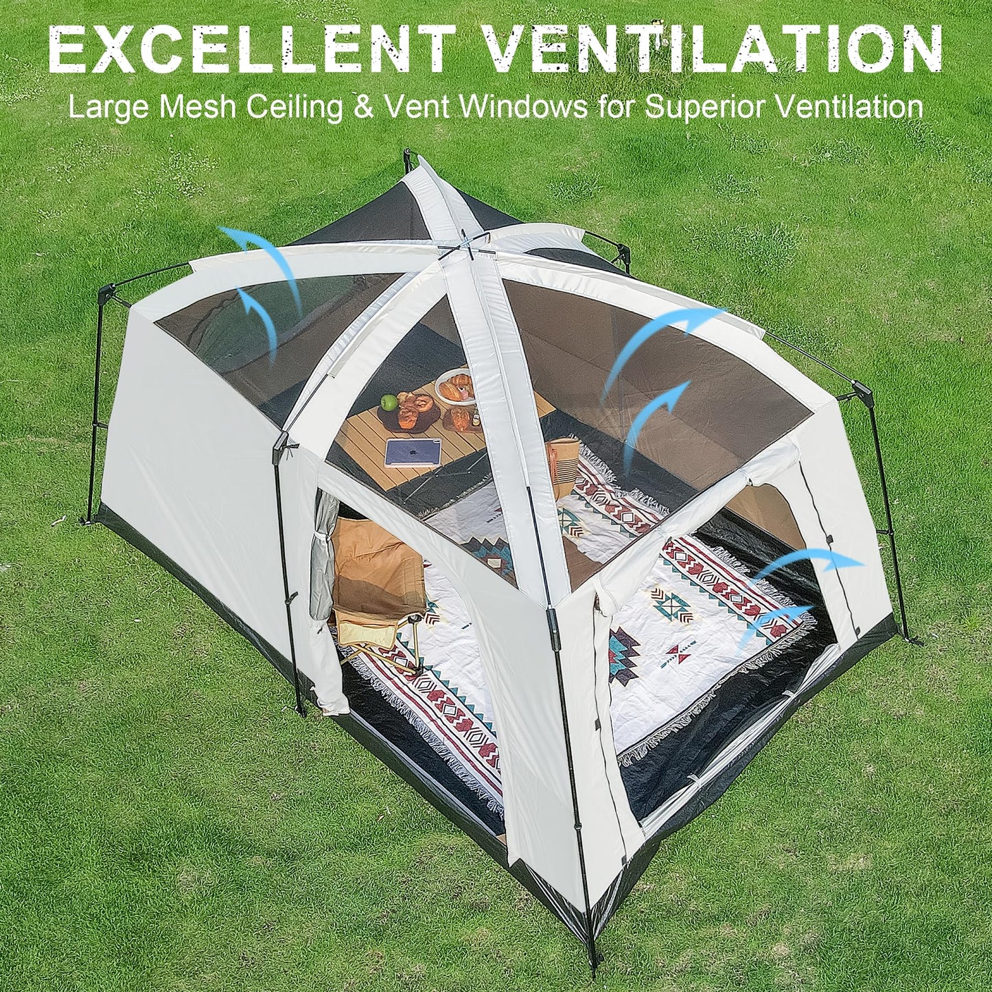 Castle Unicorn 4-6 Person Camping Tent, Large Family Cabin Tents with Porch & Rainfly, Double Layer Waterproof Glamping Tent with 2 Rooms 2 Doors, Portable Big Tents for Outdoor Camping Hiking Party