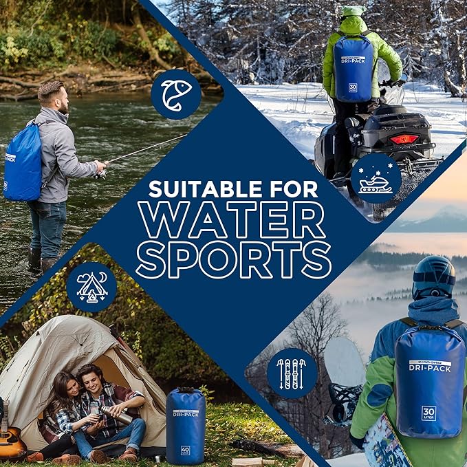 Zero Grid Waterproof Dry Bag - Floating Roll Top Drybag Keeps Dry 10L/20L/30L/40L Sizes for Backpacking, Kayaking, Boating, Camping, Fishing, Hiking, Made from Tough 500D Material