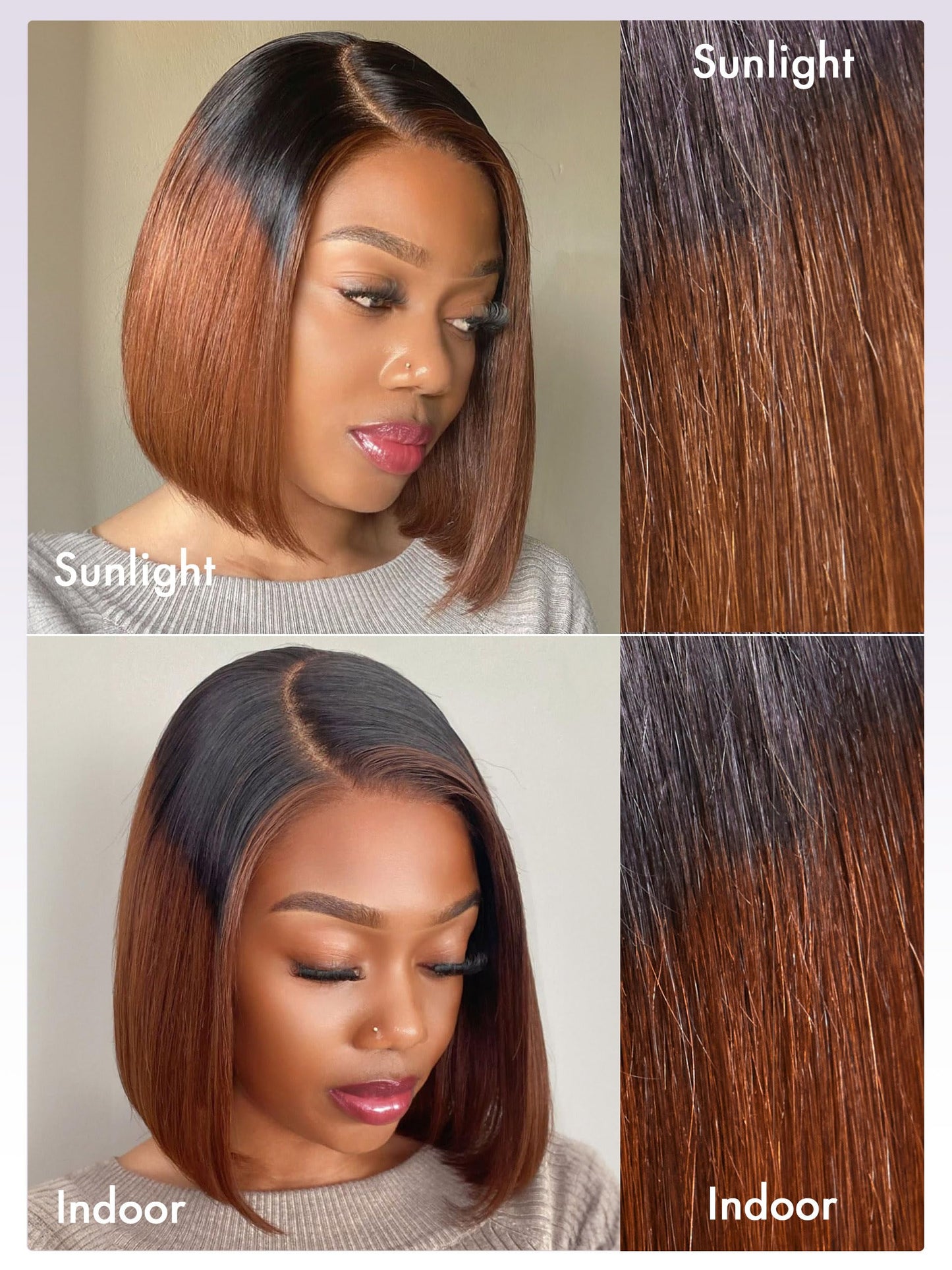 LUVME HAIR 10" Mix Brown Glueless Bob Wigs Human Hair Pre Plucked, 5x5 HD Lace Closure Wigs Human Hair 180 Density, Ready to Go Wig with Bleached Knots & Pre Cut Lace
