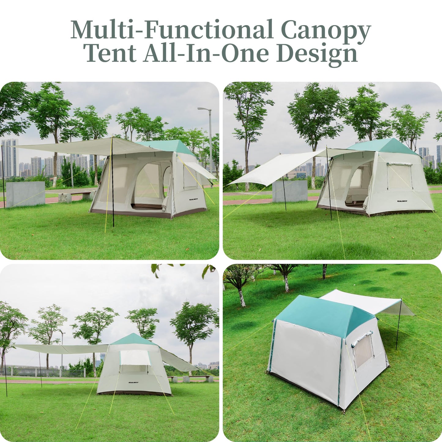 YEEKORO Camping Tent, 3-6 Person Waterproof Tents, Spacious Interior, Large Family Tent with Carry Bag, Portable Tent for Traveling Hiking Outdoor - Center Height 6.07ft