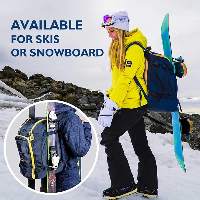 Unigear Ski Boot Bag, 50L Ski Boot Travel Backpack for Ski Helmet, Goggles, Gloves, Skis, Snowboard & Accessories (Blue)
