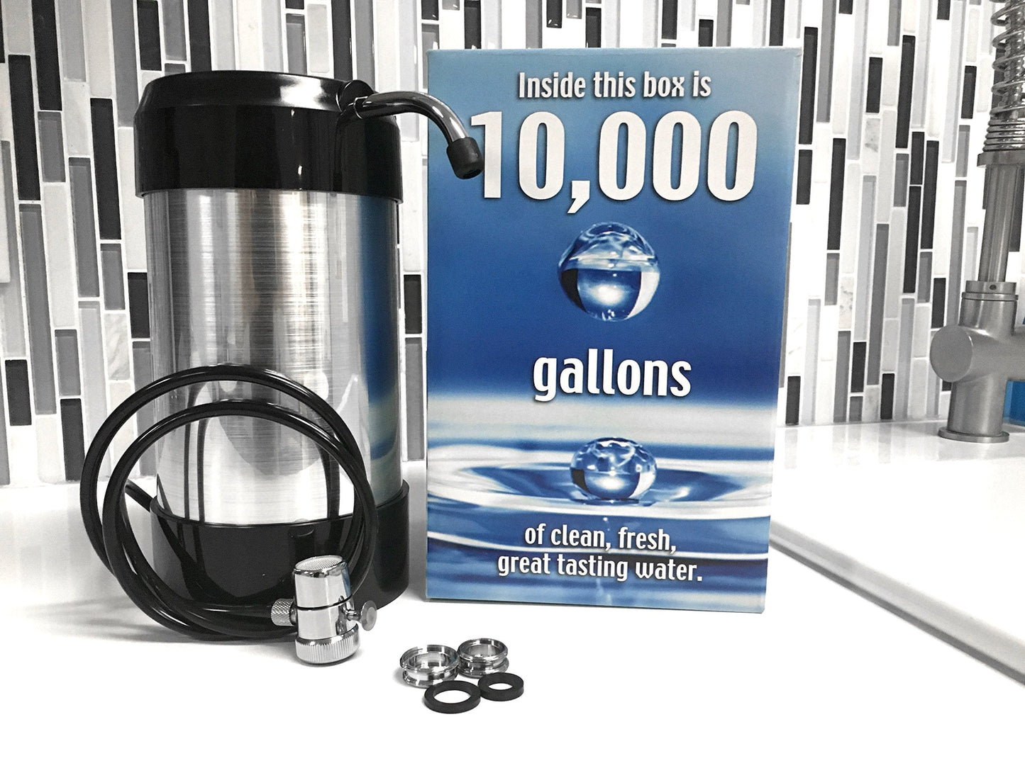 cleanwater4less Countertop Water Filtration System | No Plumbing Faucet Adapter, Water Purifier | Instant countertop Water Filter | Water Filter Dispenser | Easily Fills Your Water Filter Pitcher