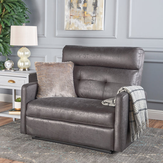 GDFStudio Christopher Knight Home Halima Microfiber 2-Seater Recliner, Slate