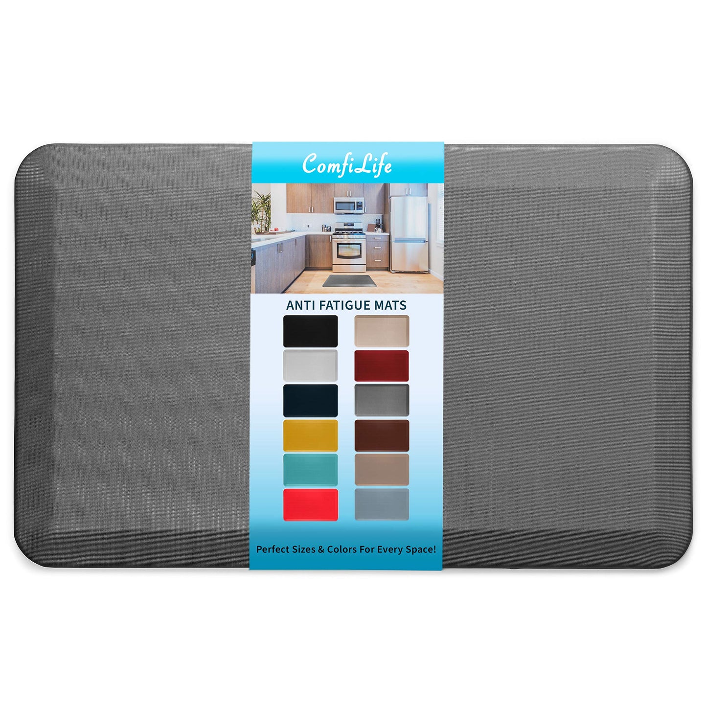 ComfiLife Anti Fatigue Floor Mat – 3/4 Inch Thick Kitchen Mats for Floor, Standing Desk Mat, Kitchen Rug – Comfort at Home, Office – Durable – Stain Resistant – Non-Slip Bottom (20" x 32", Charcoal)