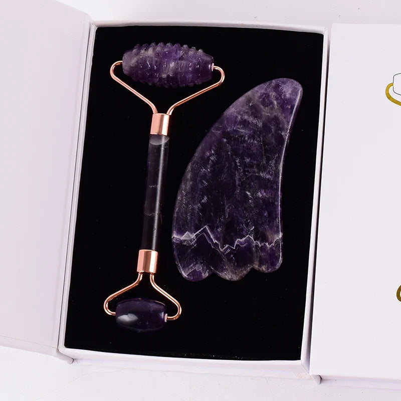 Amethyst Sawtooth Face Jade Roller