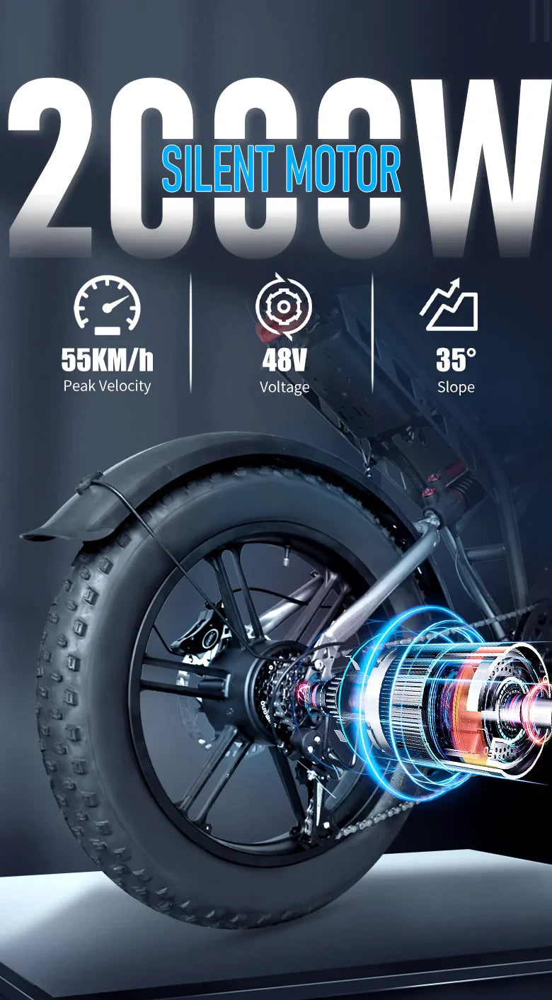DEEPOWER S7 2000W Fat Tire Electric Bike – 48V 55Ah