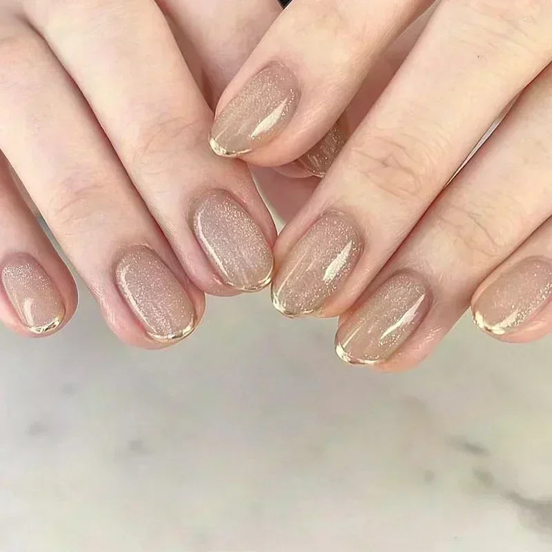 24pcs Short Almond Fake Nails