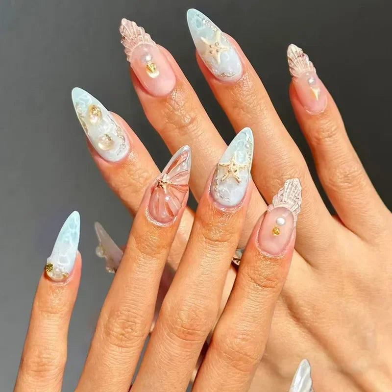 24pcs Short Almond Fake Nails