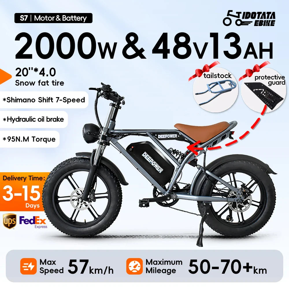 IDOTATA Moped Fat Tire Electric Bike